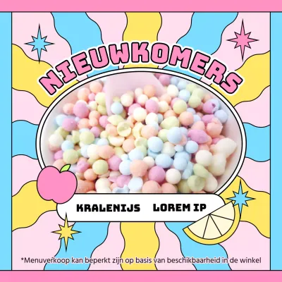 Een nieuw ijsmenu promoten met kitscherige roze en lichtblauwe smaken