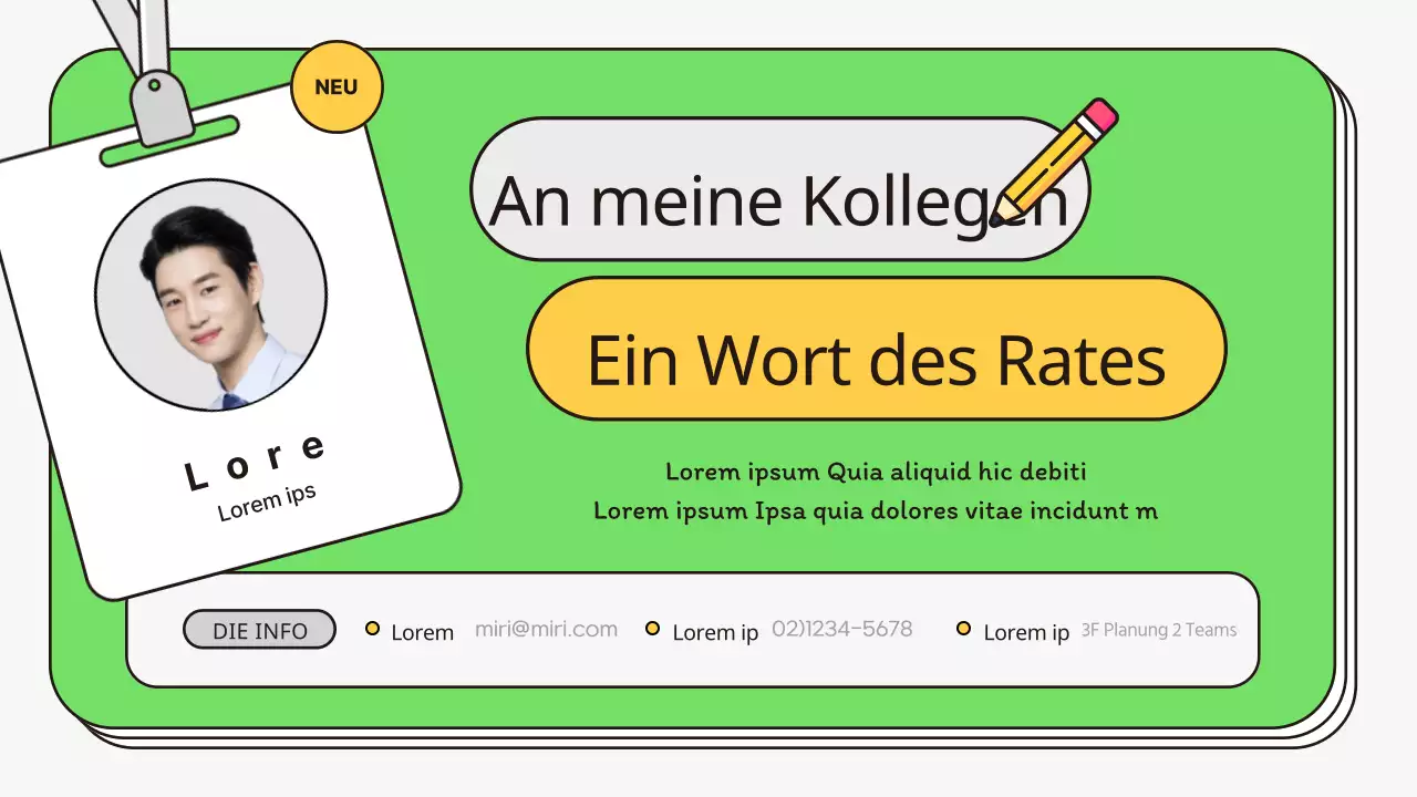 Ein kitschiges Anschreiben für neue Mitarbeiter in Chartreuse und Gelb