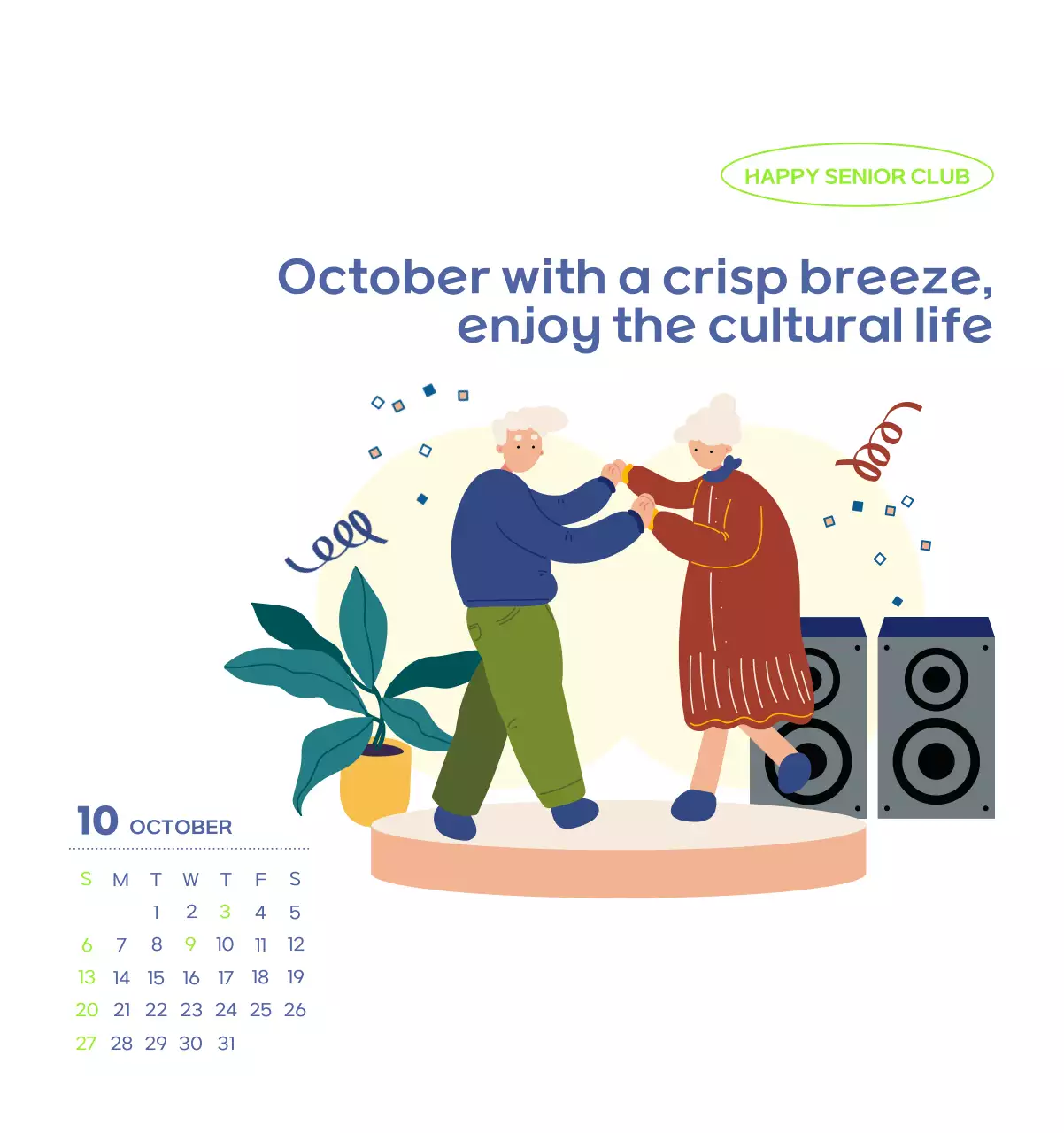 Work calendar with beautiful illustrations