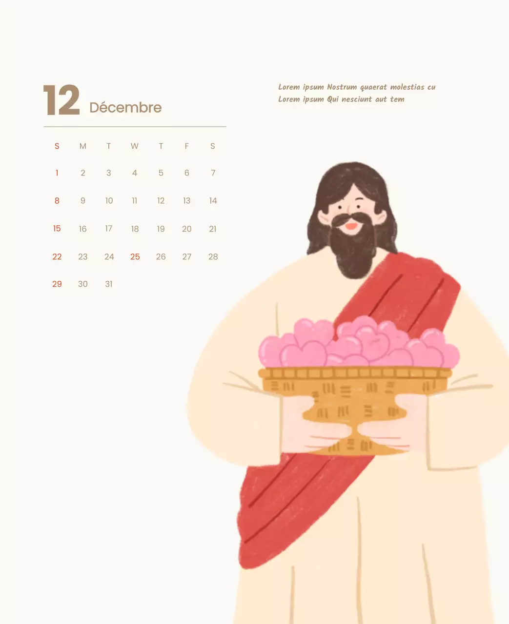 Un calendrier dévotionnel avec des illustrations douces et des versets bibliques sur un fond bleu clair.