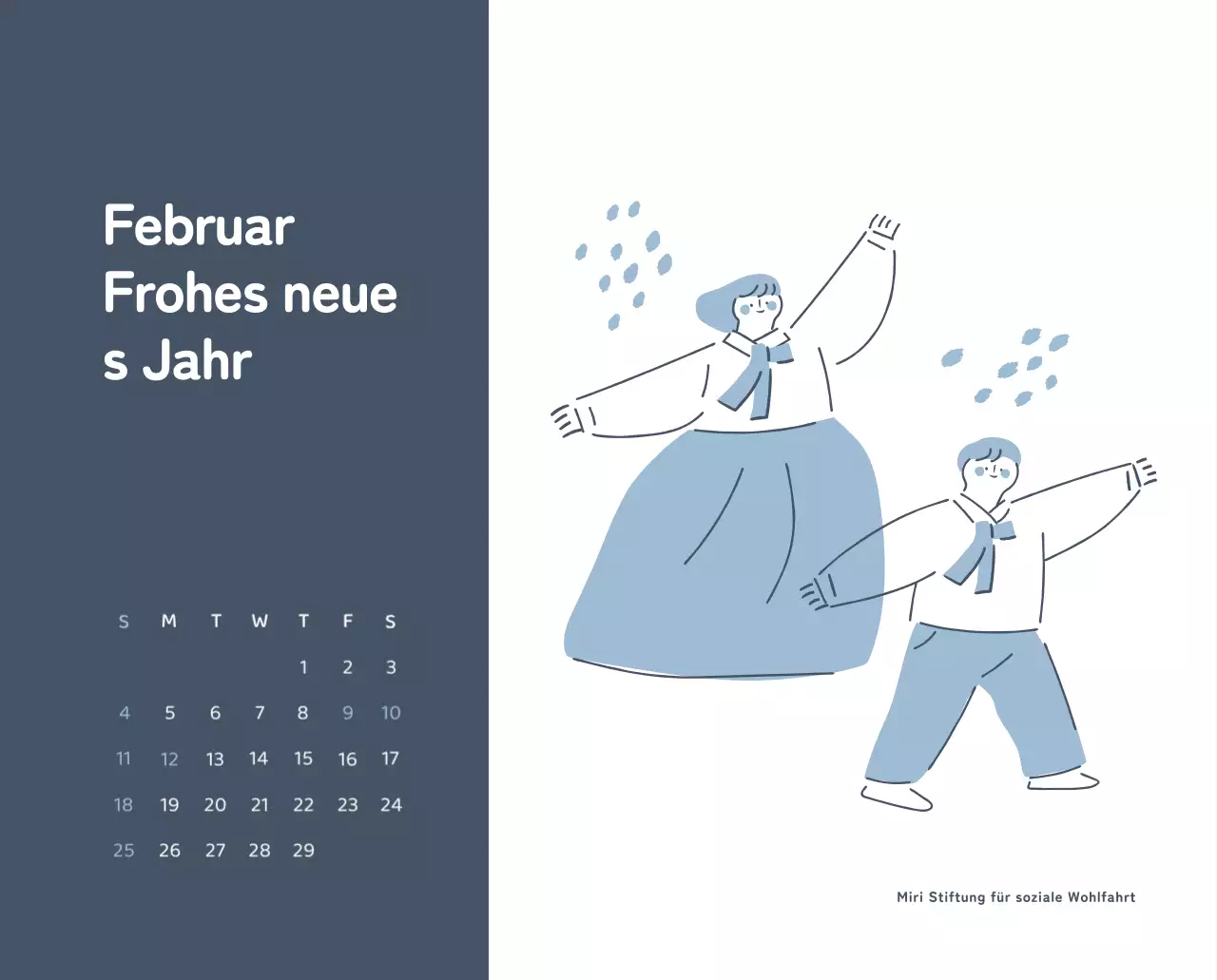Ein Kalender mit farbenfrohen, emotionalen Illustrationen