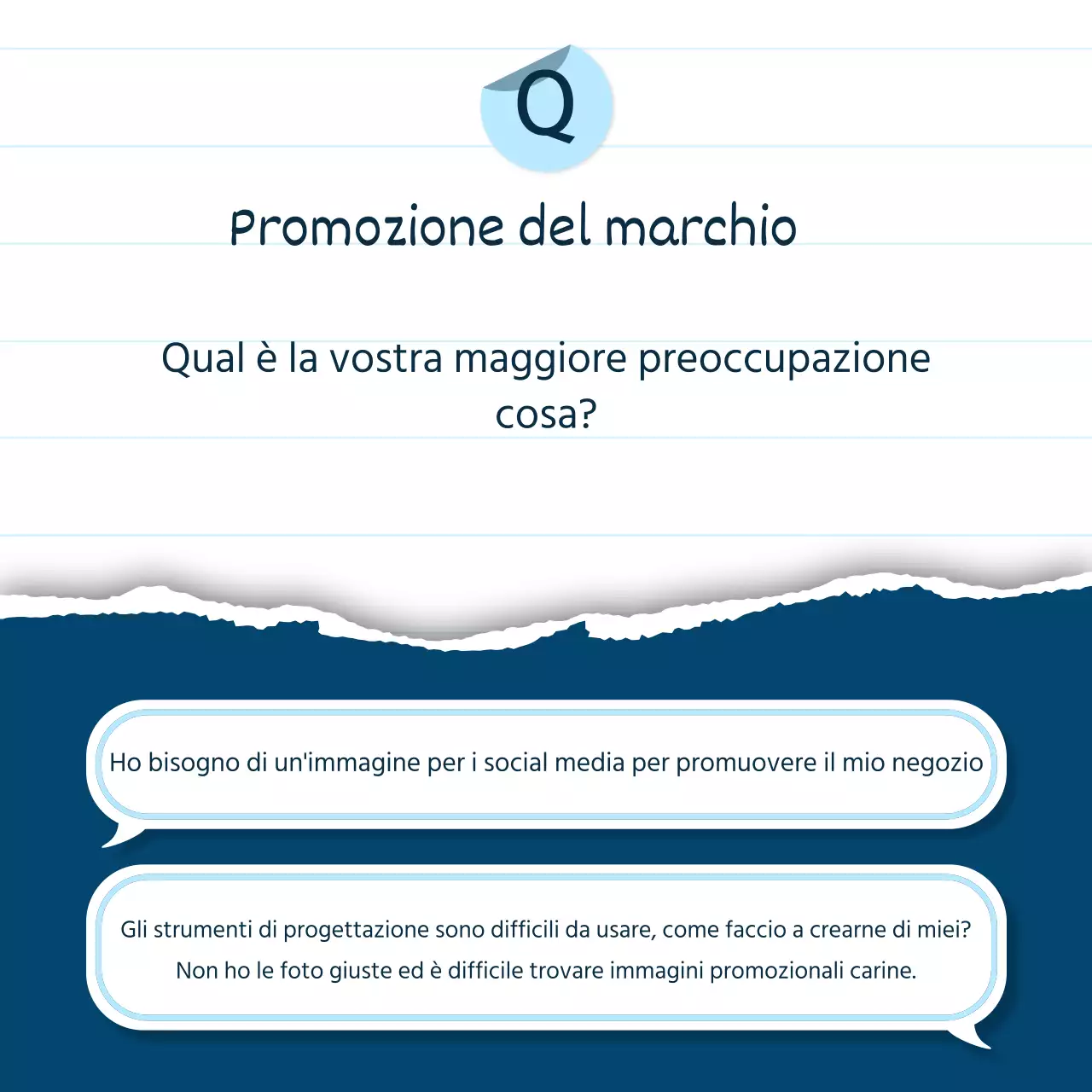 Un semplice brief di prodotto per lo storytelling in blu e azzurro