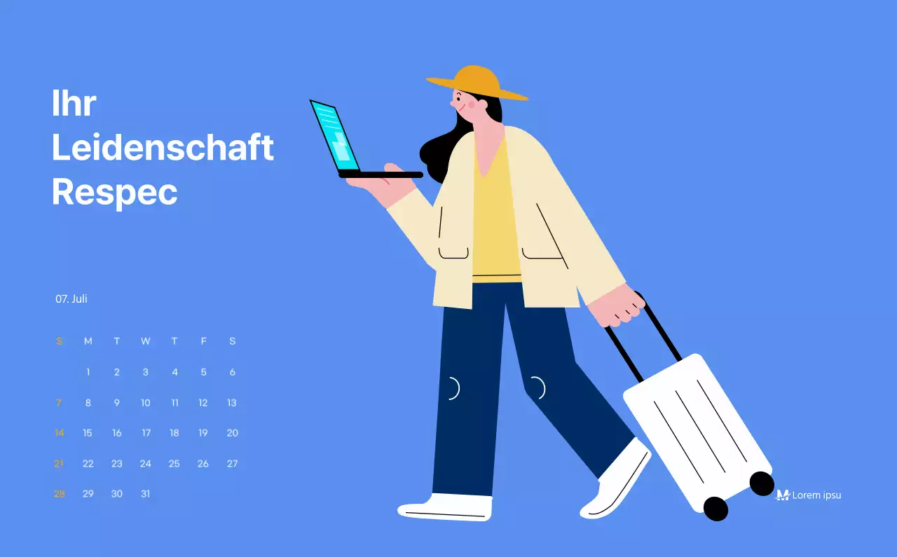 Motivationskalender mit energiegeladenen Illustrationen und positiven Zitaten auf hellblauem Hintergrund