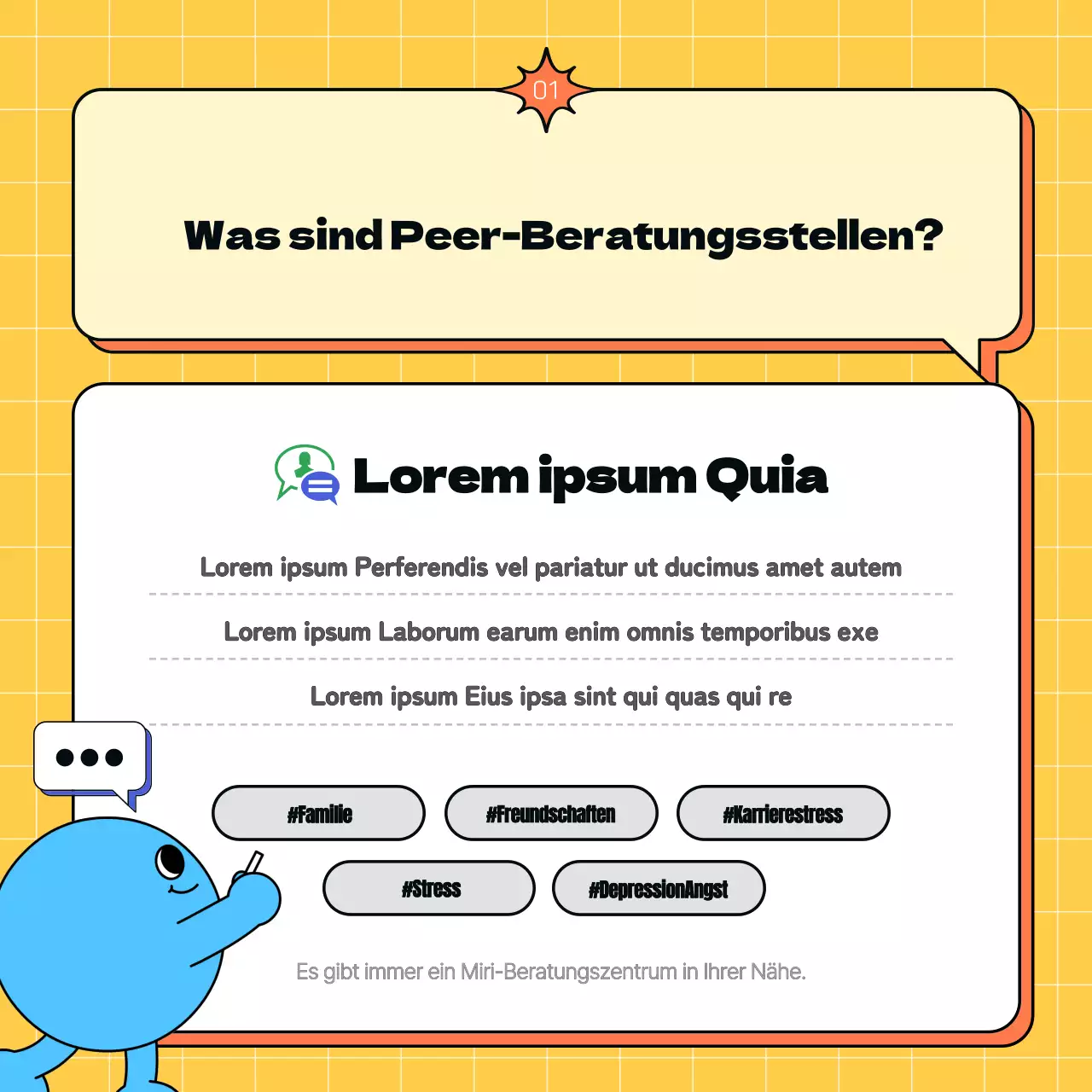 Förderung eines einfachen Jugendzentrums in Gelb und Hellblau