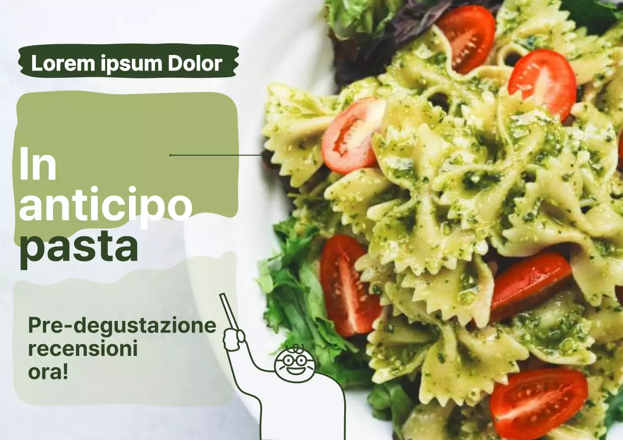 Pubblicità di una rivista di pasta moderna in verde e chartreuse