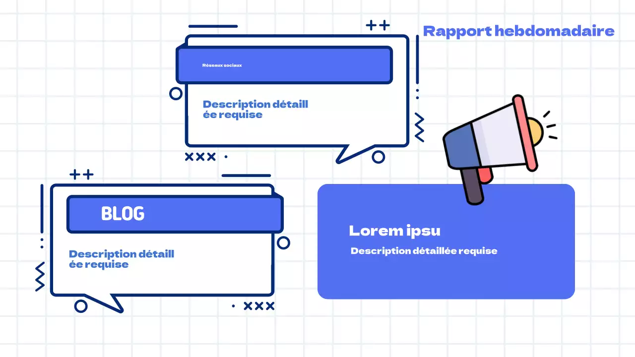 Compte rendu de réunion marketing tendance en blanc et bleu clair
