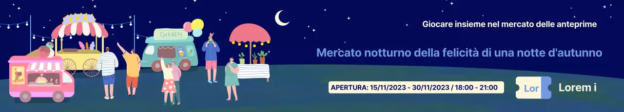 Promuovere gli eventi del mercato notturno con illustrazioni notturne