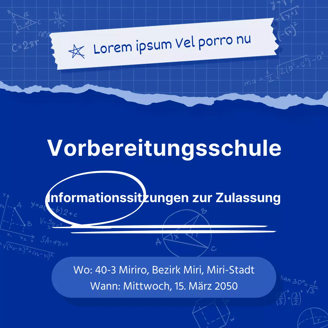 Förderung einer einfachen blau-marineblauen Zulassungsmesse