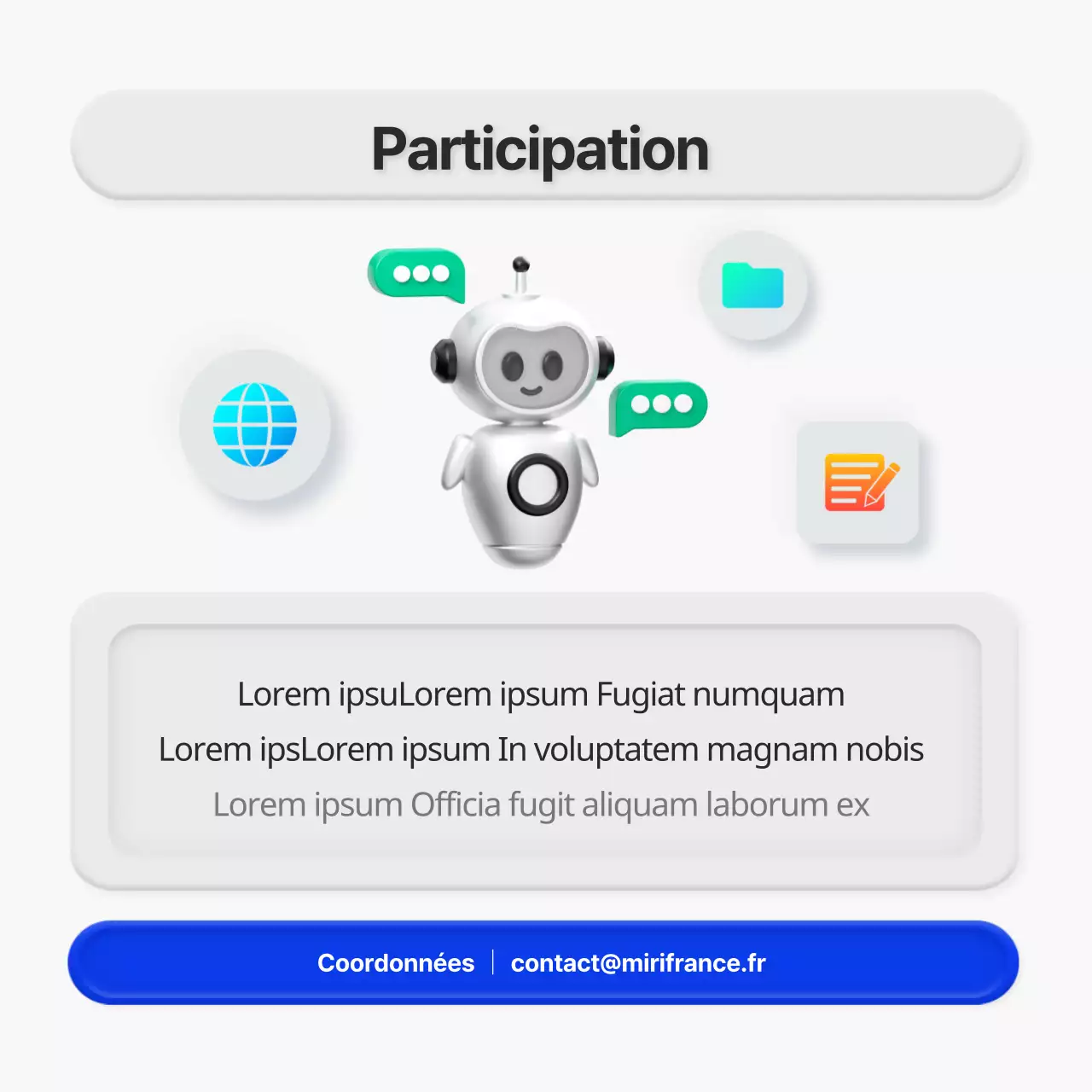 Annonce de séminaire dans un style 3D minimaliste en bleu et gris