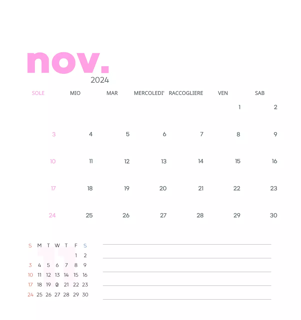 Calendario di lavoro con splendide illustrazioni