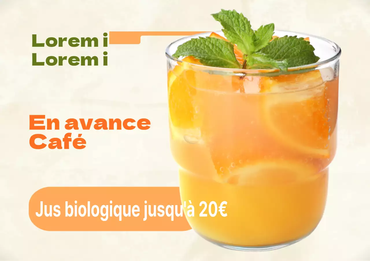 Publicité minimaliste pour un café en jaune et orange