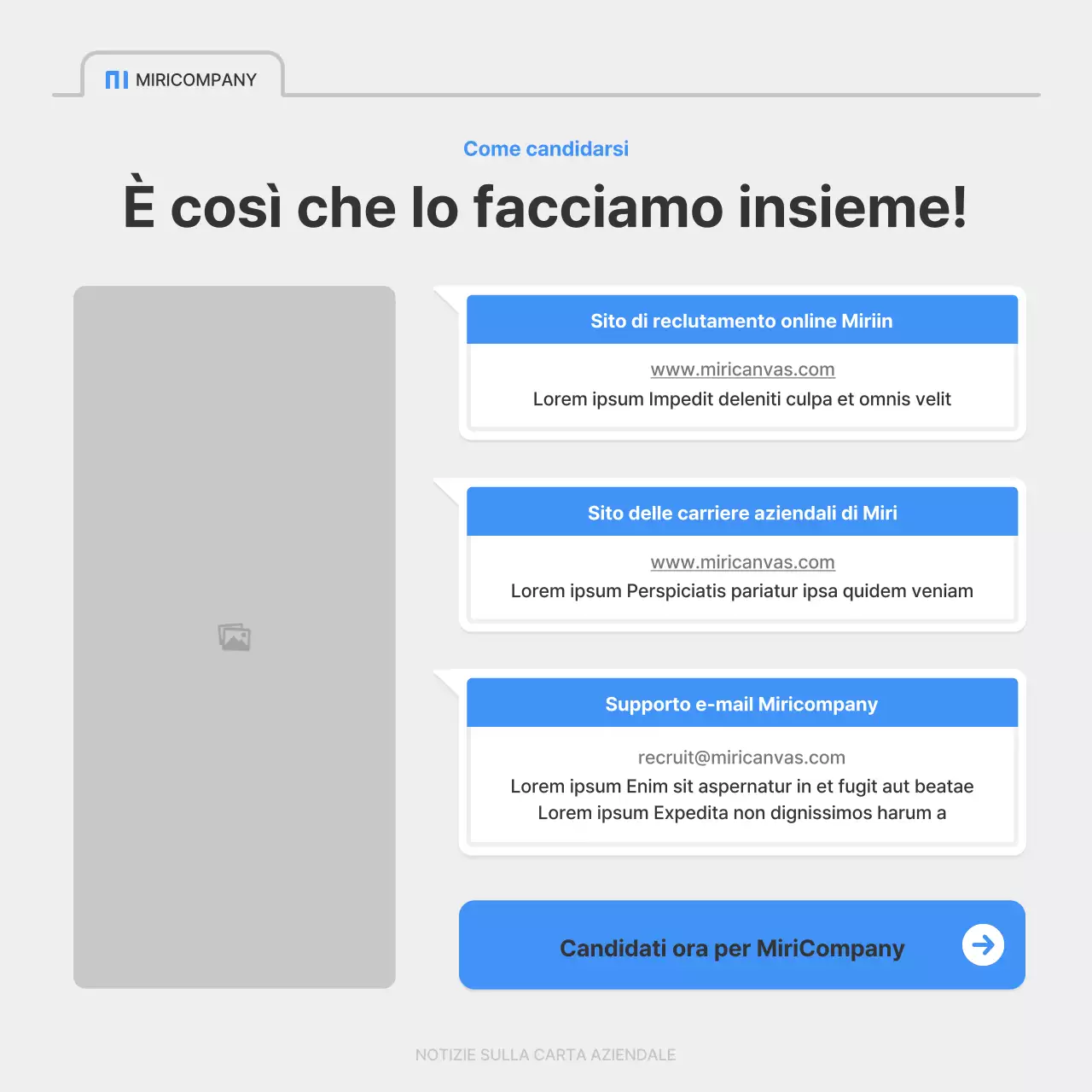 Un semplice annuncio di lavoro aziendale in blu e grigio