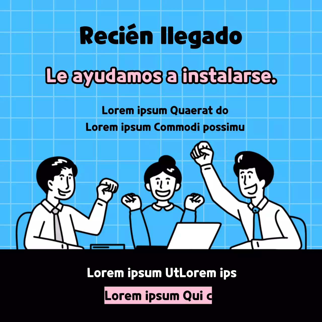 Formación en el lugar de trabajo con fondo azul claro