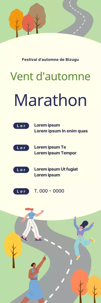 Bannière pour une marche d'automne mettant en scène des personnages féminins sur la route.