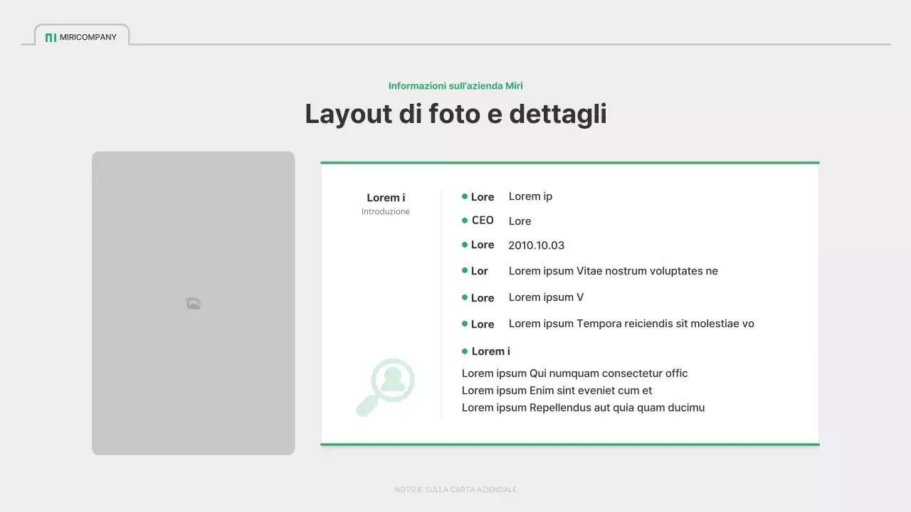 Un semplice profilo aziendale in verde e grigio