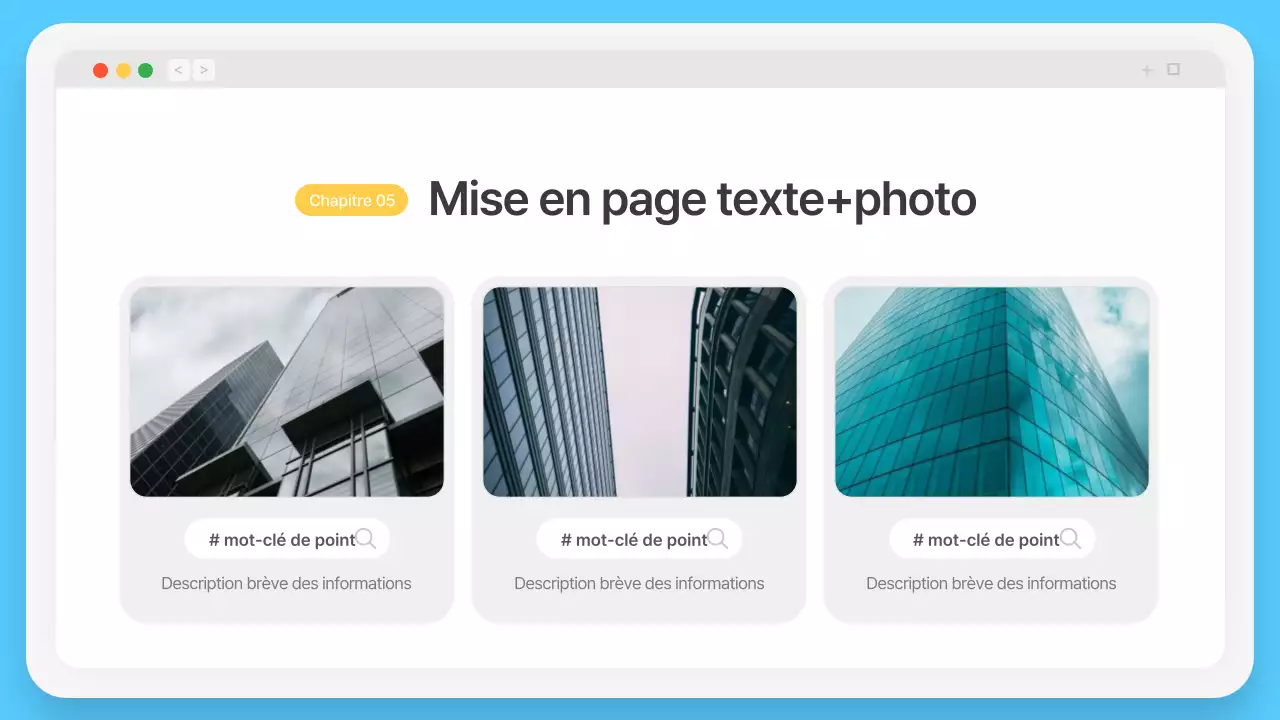 Cadre de navigation simple en bleu clair Profil de l'entreprise