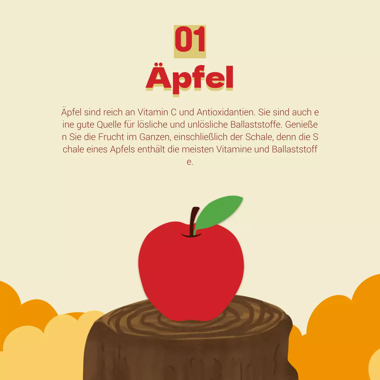 Einfaches Beige und Orange zur Förderung von Obst der Saison