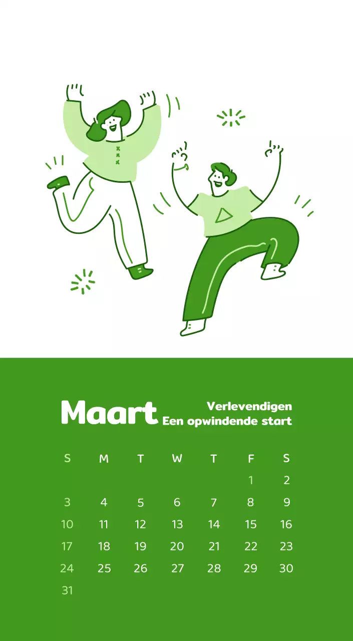 Een kalender met kleurrijke en emotionele illustraties