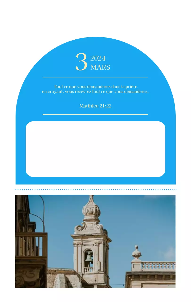 Calendrier d'église moderne bleu