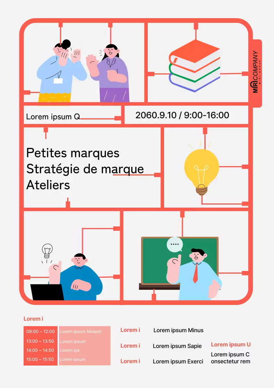 Annonce simple d'un atelier de marque en rouge et noir