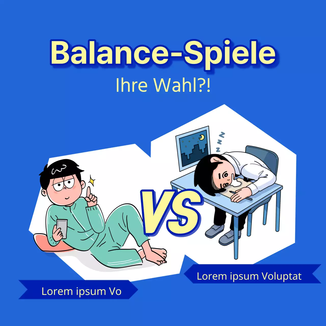 Blaue und gelbe Flasche Balancierspiel Werbung