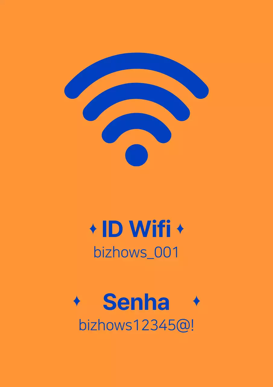 Suporte de informações sobre a conta wifi do salão de beleza laranja e azul
