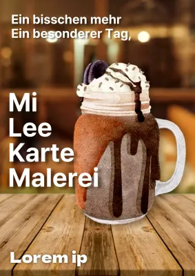 Werbung für eine minimalistische Café-Speisekarte in Braun und Beige