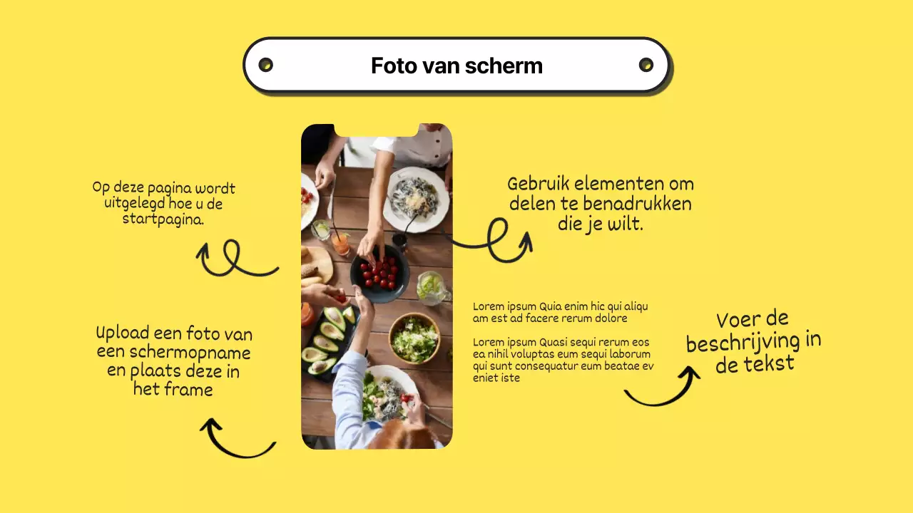 Trendy fotocollage voorstel in wit en geel