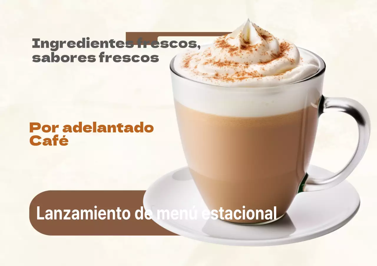 Anuncio de evento de cafetería minimalista en beige y marfil