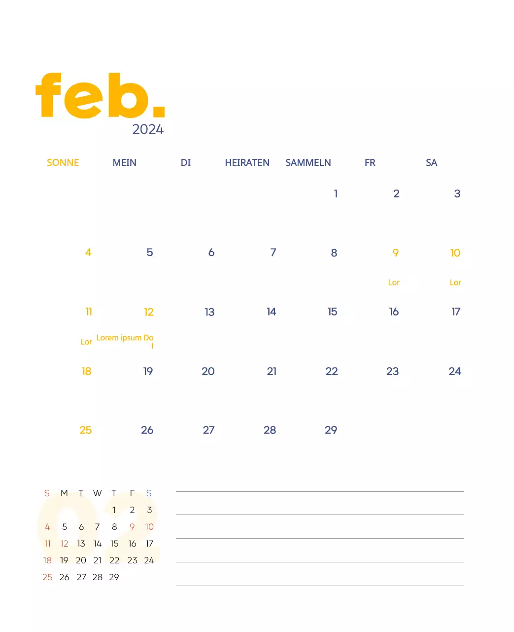 Arbeitskalender mit schönen Illustrationen