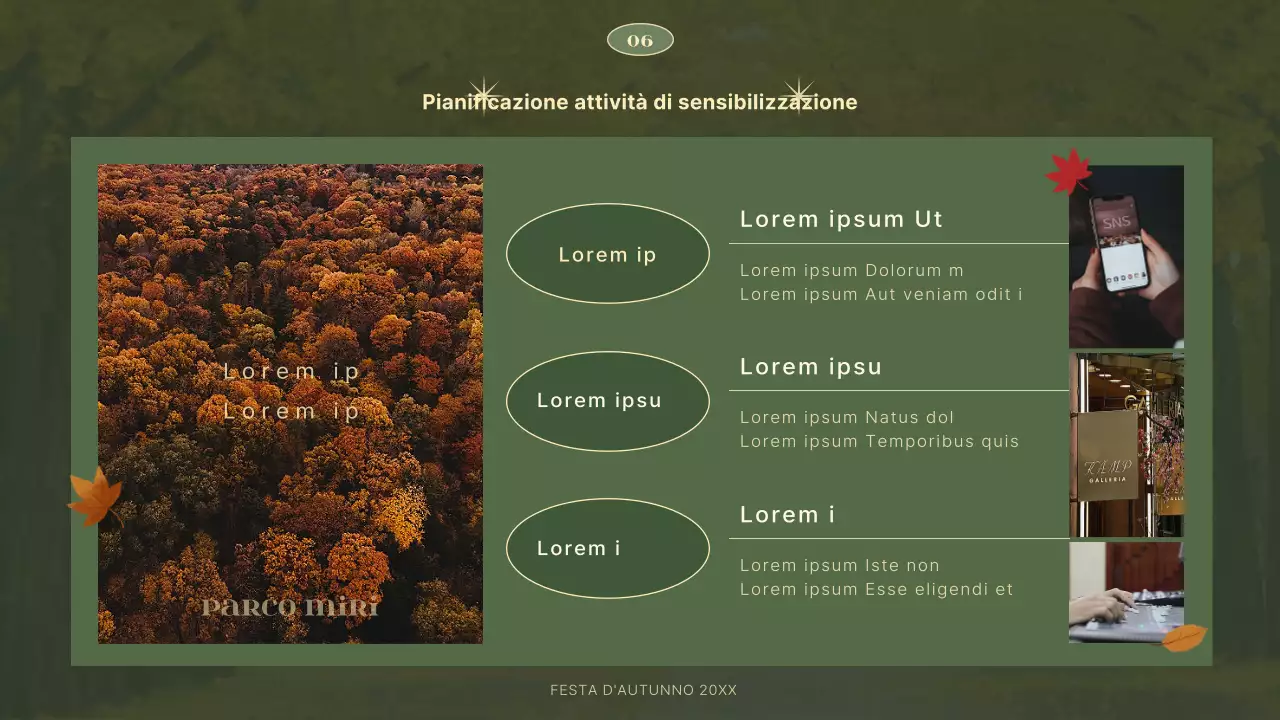 Un planner per le feste autunnali semplice e moderno in verde e beige