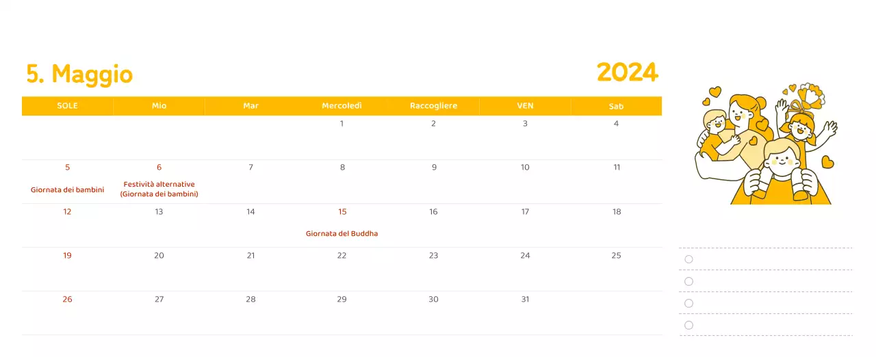 Un calendario con illustrazioni colorate ed emozionali