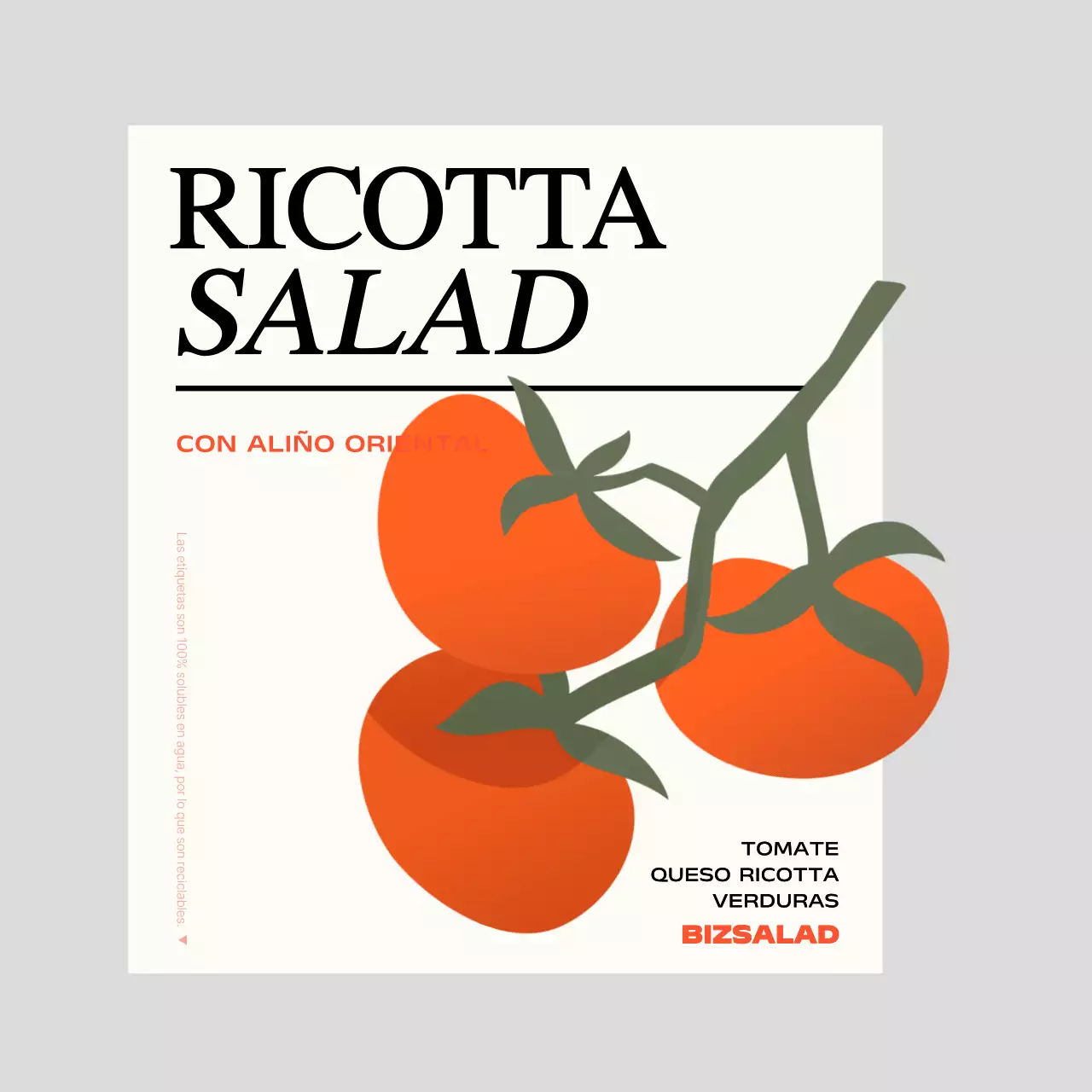 Etiquetas para ensaladas con ilustraciones de verduras verdes y rojas