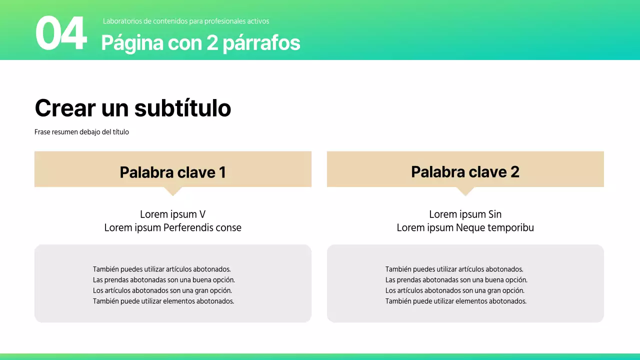 Una variedad de informes de diseño en una moderna combinación de colores menta y beige