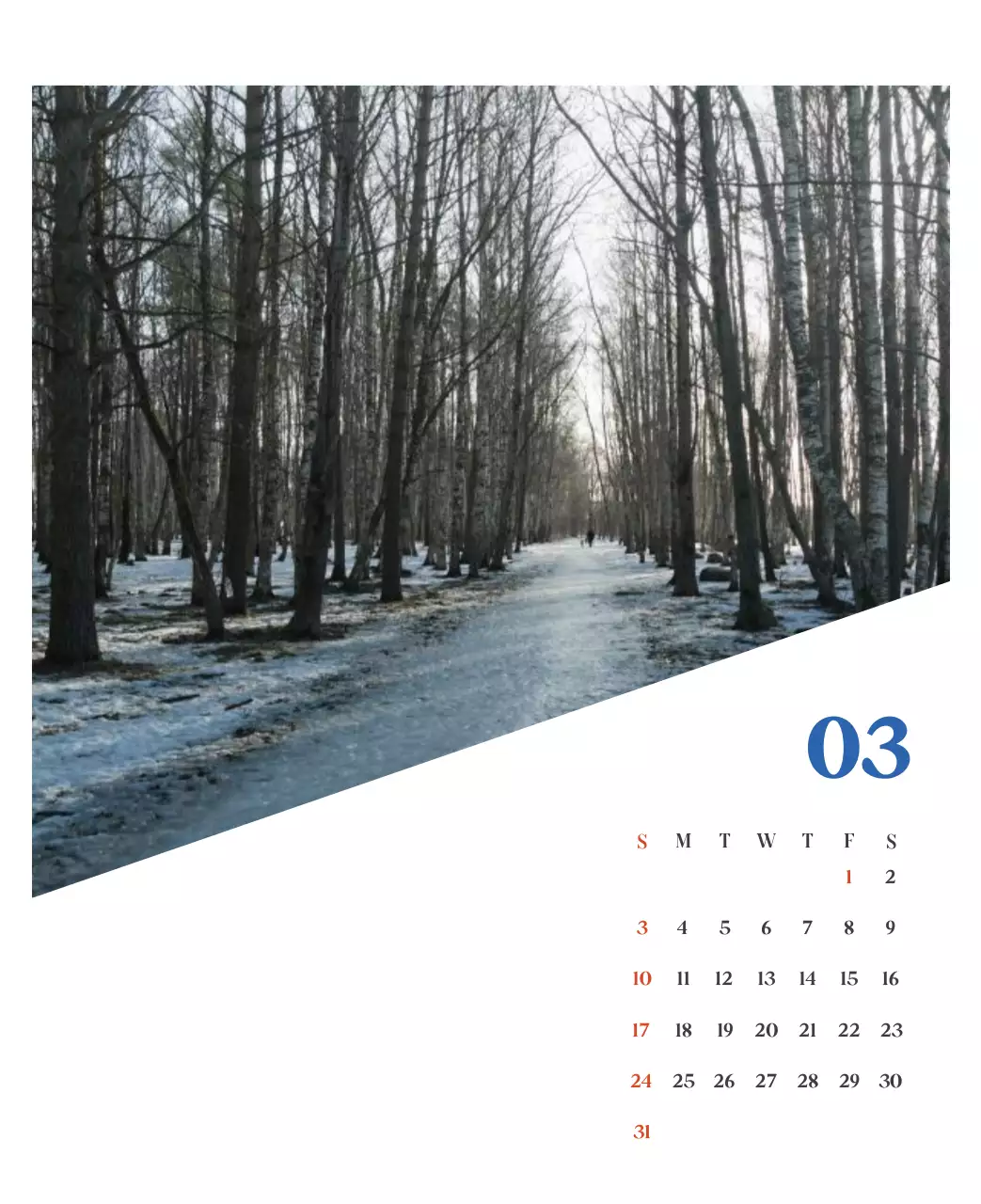 Calendrier hospitalier avec photos de paysages saisonniers