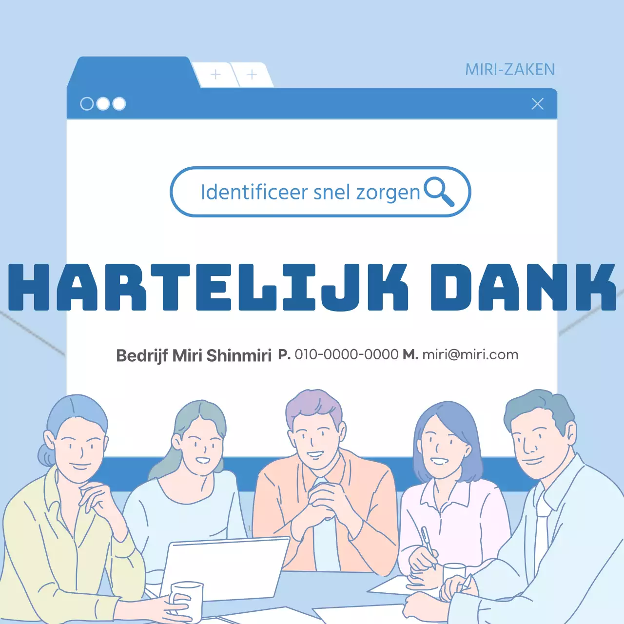 Moderne bedrijfspromotie in blauw en wit