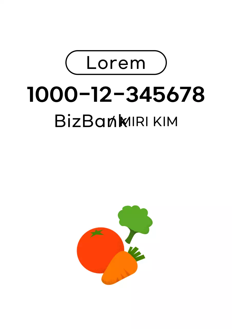 Stand sederhana dengan ilustrasi sayuran untuk nomor rekening toko Anda