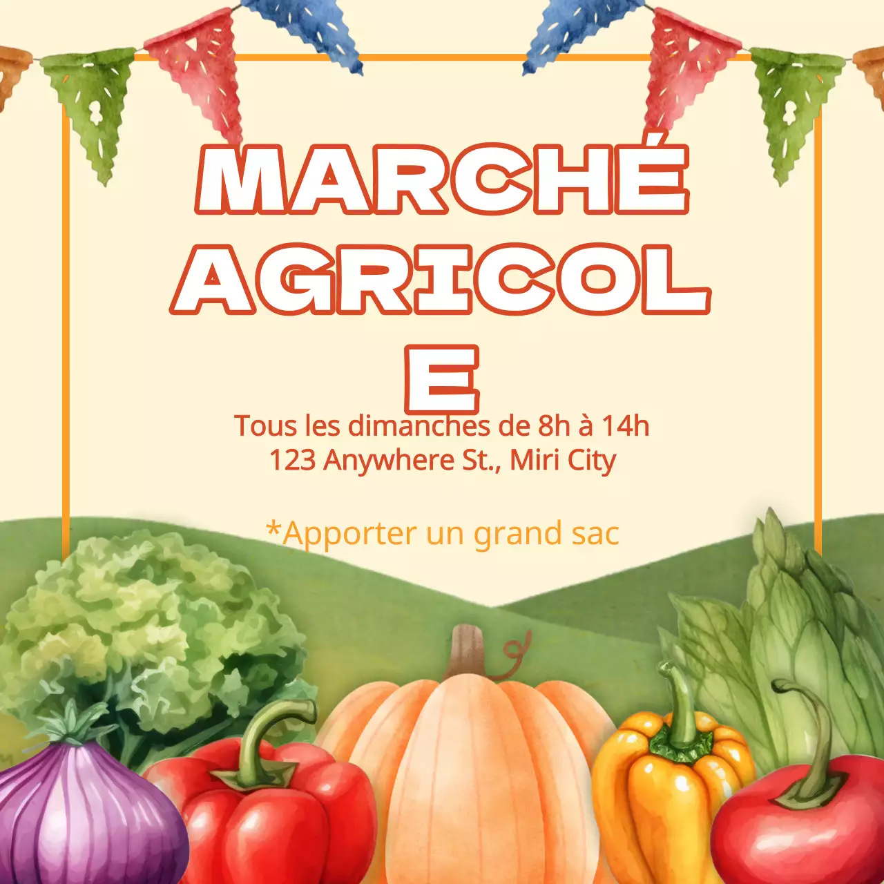 Promouvoir un simple marché de légumes beige et vert