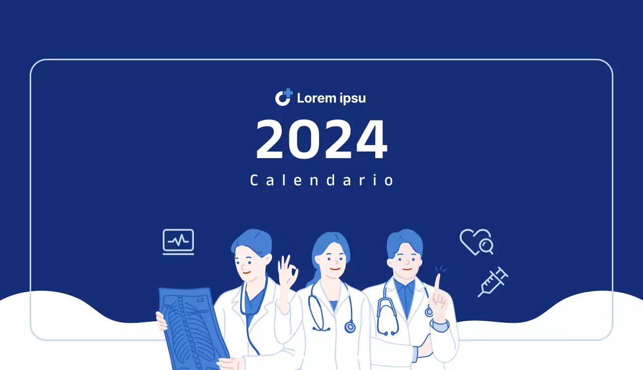 Calendario semplice con illustrazioni pulite in blu