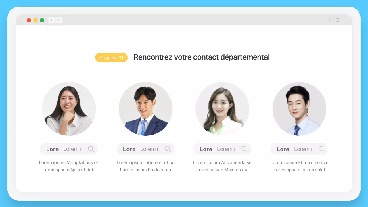 Cadre de navigation simple en bleu clair Profil de l'entreprise