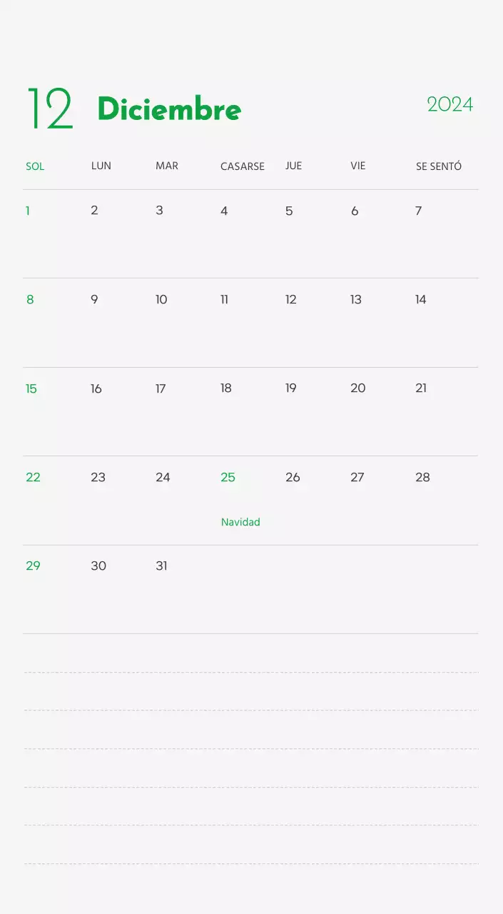 Un calendario con la imagen de un cachorro y un bonito mensaje en tonos verdes.