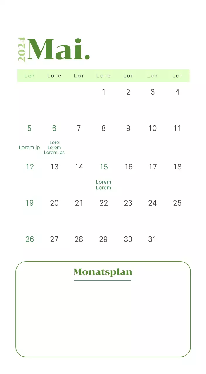 Kalender mit Jugendillustrationen auf gelbem und grünem Hintergrund