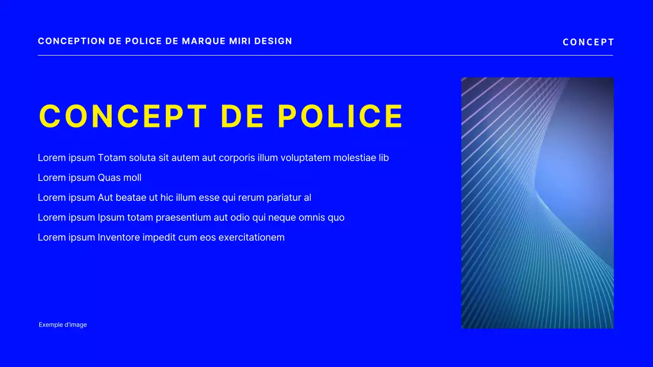 Une proposition de police de caractères simple en bleu.