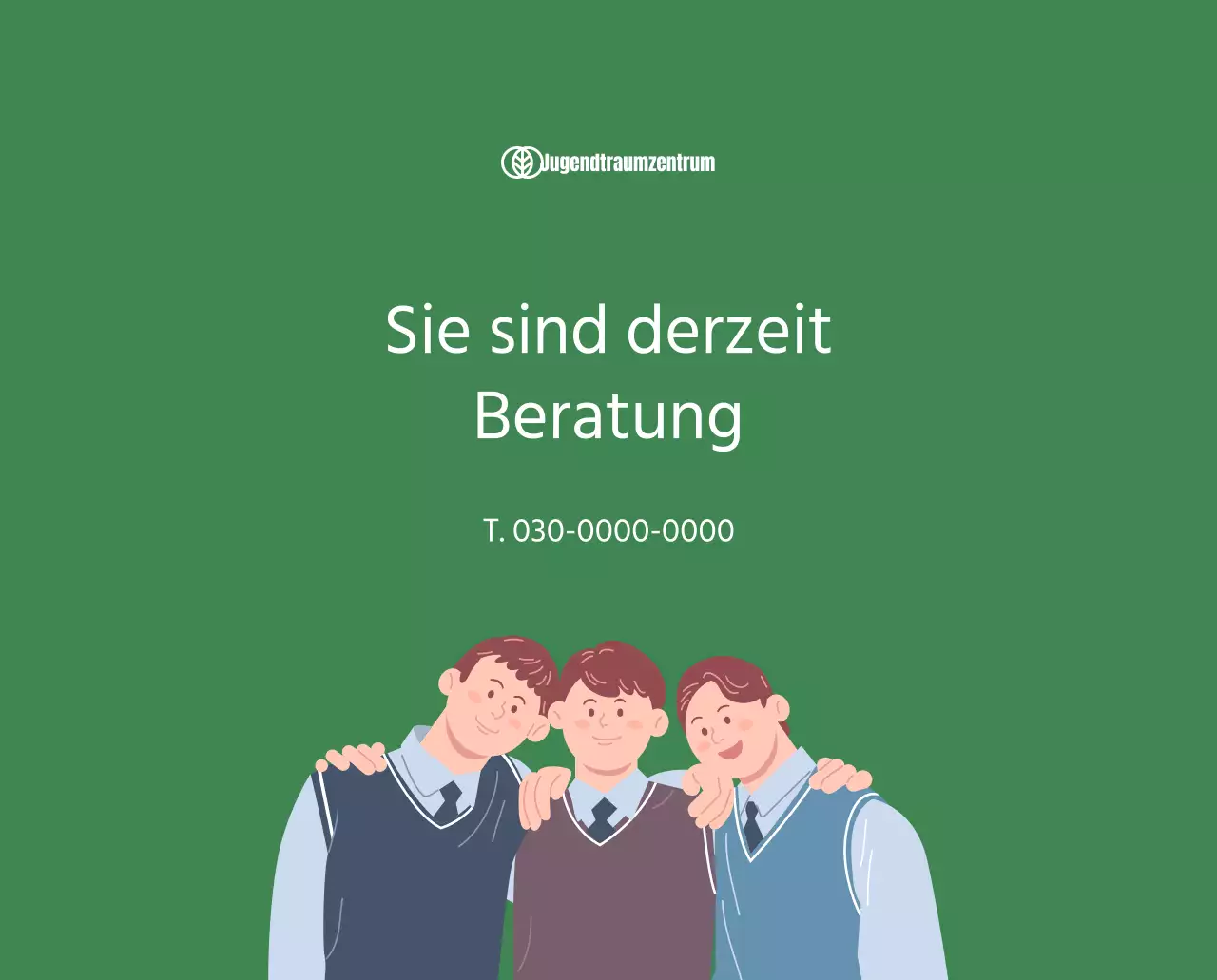 Kalender mit Jugendillustrationen auf gelbem und grünem Hintergrund