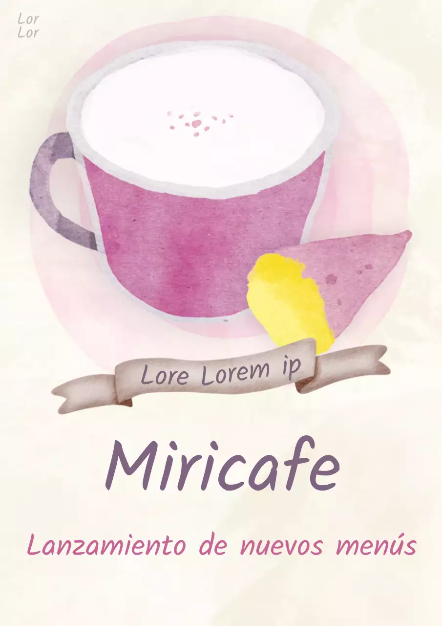 Promocione un menú de cafetería de moda en marfil y morado