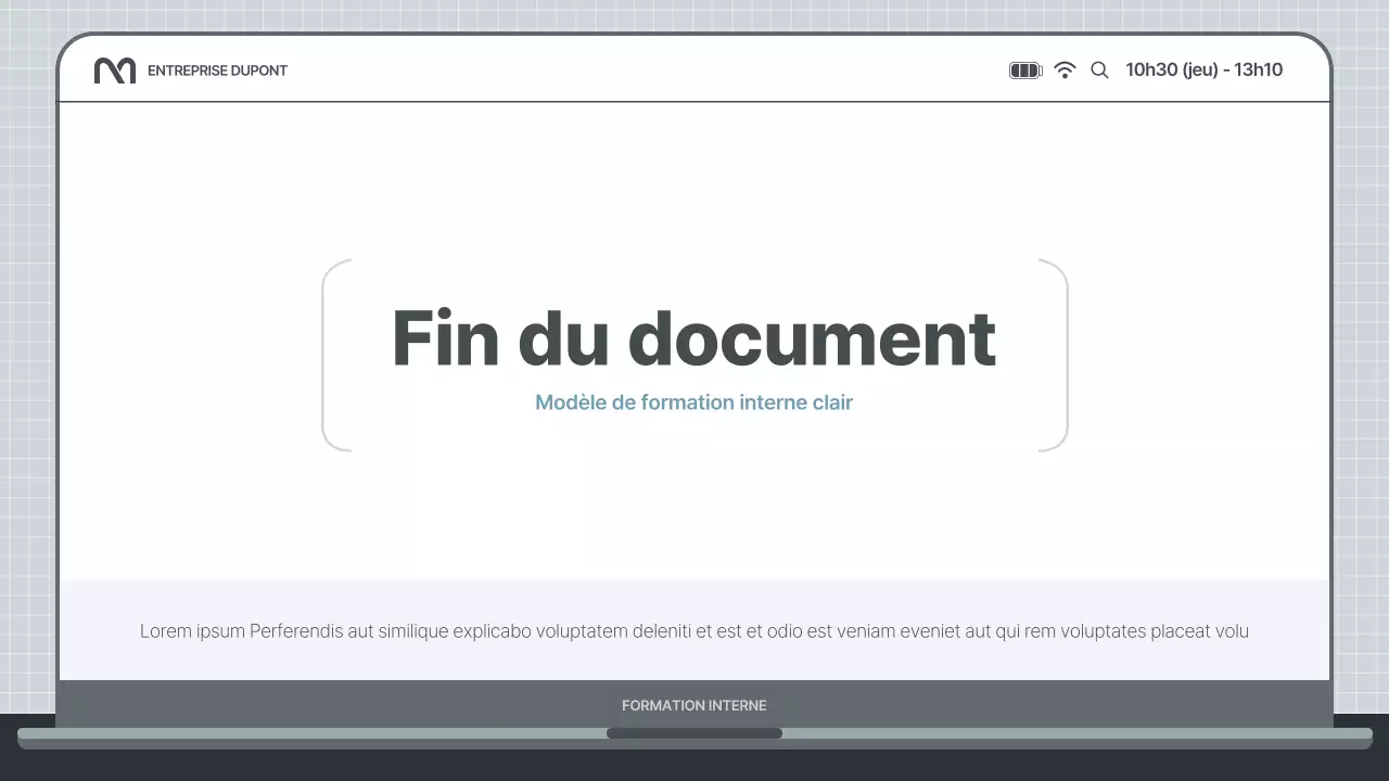 Présentation simple de formation interne en bleu clair et gris