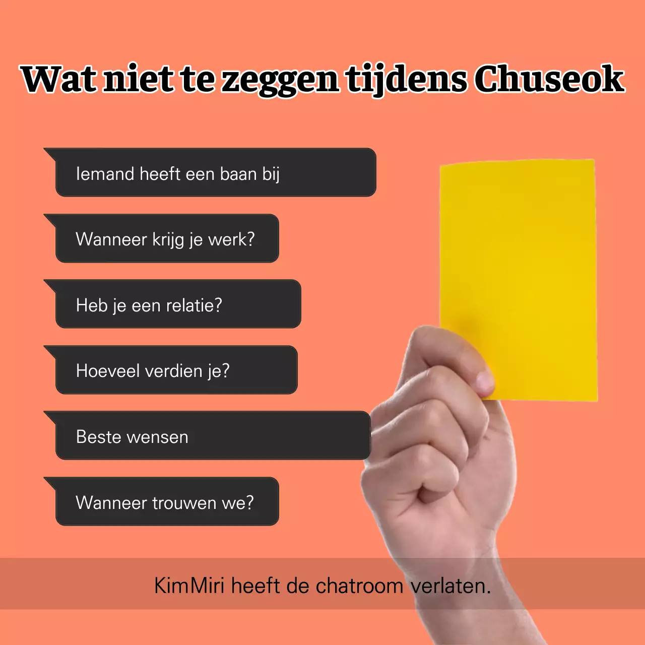 Een eenvoudige mid-herfst B-kwaliteit KakaoTalk-parodie in oranje en zwart.