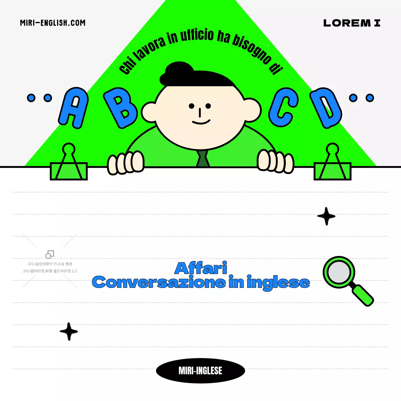 Promozione di un inglese commerciale kitsch blu e chartreuse