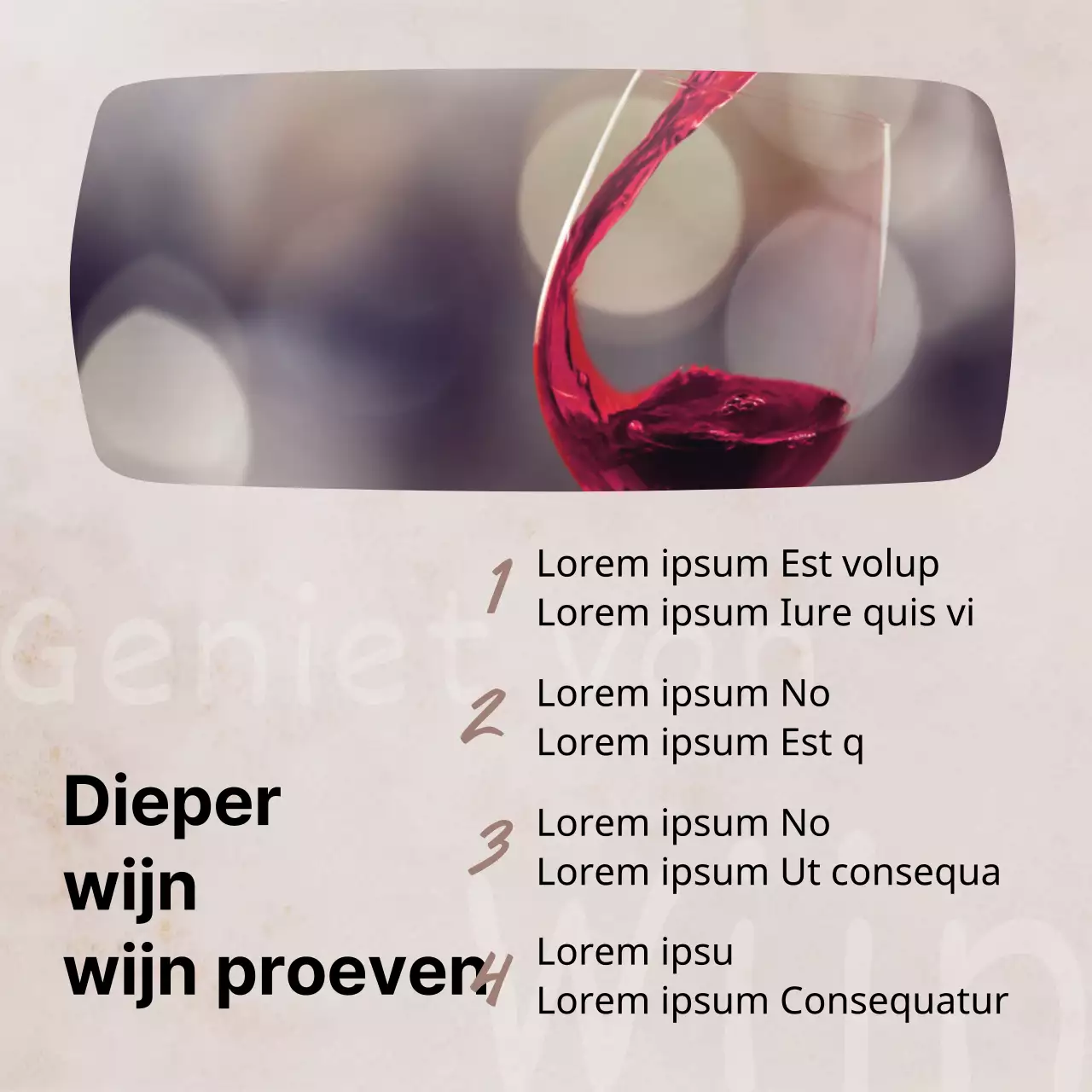 Een eenvoudige wijnwinkel in beige promoten