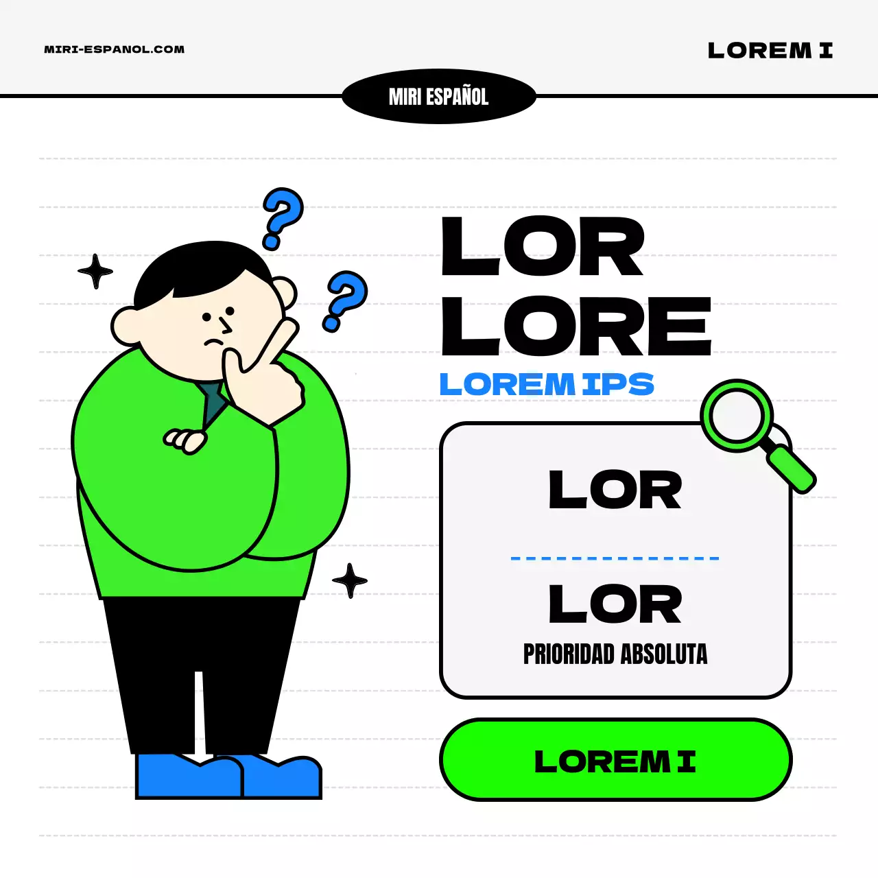 Promover el inglés comercial kitsch azul y chartreuse